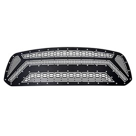 APS Premium Stainless Steel Black Laser Cut Sheet Grille Grill Insert Compatible with Ram 1500 2013 2014 2015 2016 2017 2018 & 19-21 Ram 1500 Classic Main Upper N19-N68954D