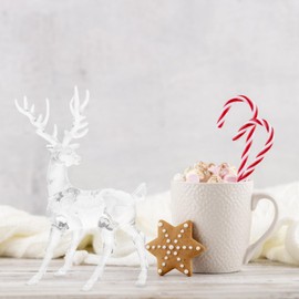 SEWACC 2pcs Elk Animals Ornament Christmas Reindeer Ornaments Acrylic Clear Christmas Elk Figurines Desktop Elk Statue Collectible Standing Xmas Table Centerpiece Home Decoration