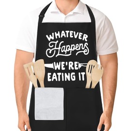 FYKZQWDS Bbq Aprons for Men, Adjustable Barbecue Cotton Aprons for Men, Novelty Funny Cooking Apron, Black Chef Apron, Christmas Gifts for Him, Men, Husband, Boyfriend, Son (black 2)