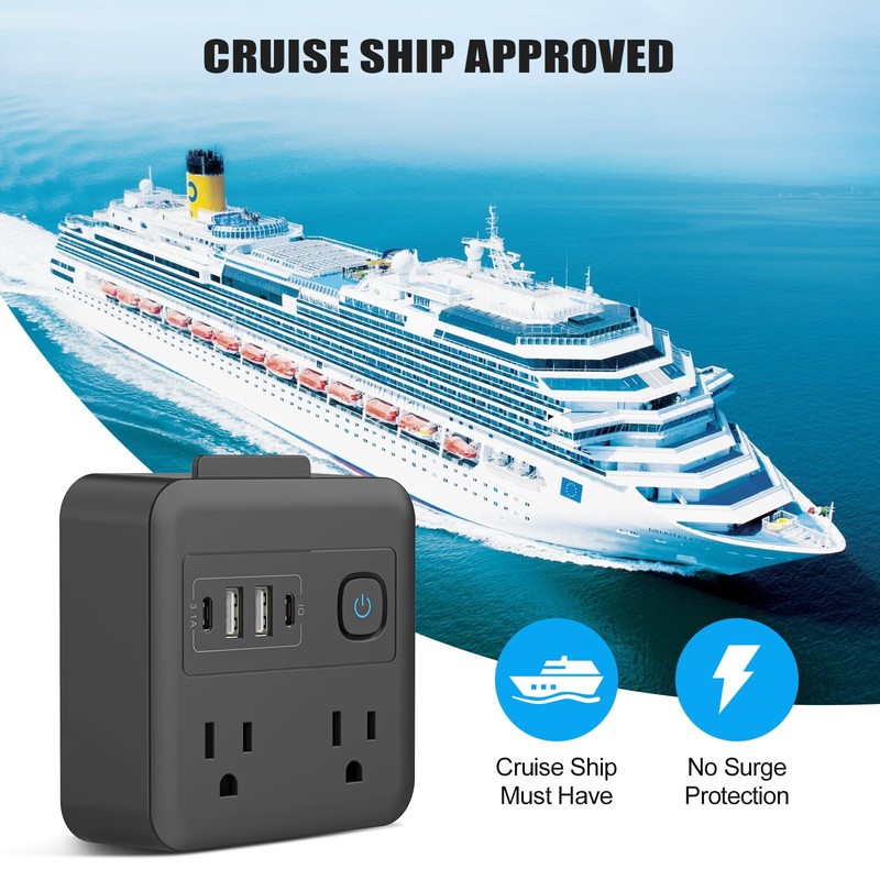 Multi Plug Outlet Extender with 2 USB-A + 2 USB-C