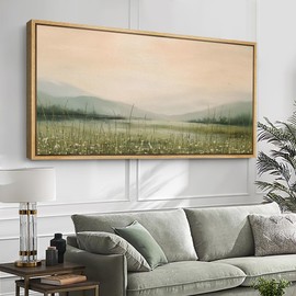 SIGNFORD Extra Large Framed Canvas Print Wall Art Tranquil Lake Serene Landscape Illustrations Modern Art Calm Warm for Living Room, Bedroom, Office - 60"x30"