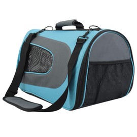 EliteField Deluxe Soft Pet Carrier (3 Year Warranty, Airline Approved), Multiple Sizes and Colors Available (18" L x 10" W x 11" H, Sky Blue+Gray)