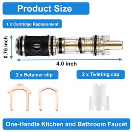 Dual Seal 1225 Replacement Cartridge, Compatible with Moen 1225 1225B, One Handle Kitchen and Bathroom Faucet Cartridge Replacement, for Single Handle Faucet/Showers, Brass