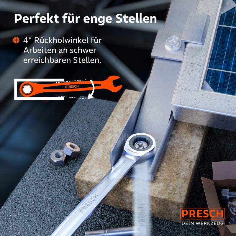 PRESCH Ratchet Wrench Set 5 Pieces (8, 10, 13, 17,