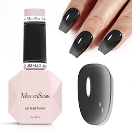 MelodySusie Jeweliver Jelly Gel Nail Polish, 0.5Fl.oz Black Jelly Gel Polish Sheer Translucent Soak Off UV LED Light Cure Valentine's Day Gift for Women Nail Art Manicure Nail Art DIY at Home JM-NJ-4