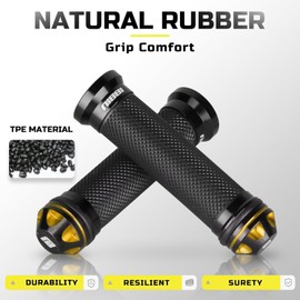 NIBBI Motorcycle Hand Grips, Racing CNC Aluminum & Soft Rubber Handlebar,7/8" Handle Grips for ATV GY6 Scooter (Gold)