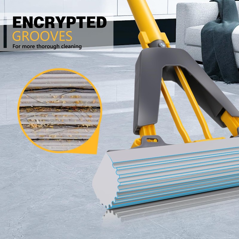 Masthome Sponge Mop,Roller Sponge Mop with 3 Absorbent PVA Mop