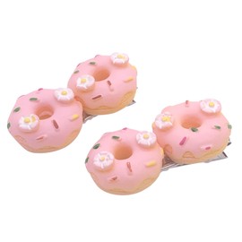 2PCS Doughnut Hair Clips for Women Girls Cute Barrettes Small Duckbill Hair Accessories Big Flowers