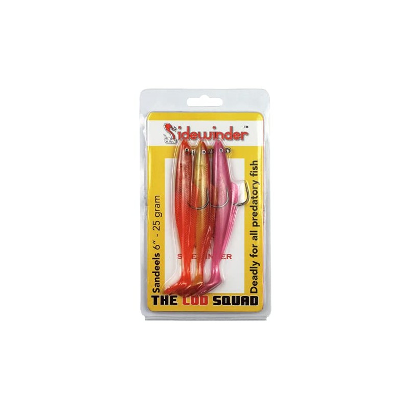 Sidewinder The Cod Squad 6"-25grm- sandeels pack of 3