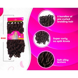 Lush Hair Curly Extension| Synthetic Pre-Drawn French Curl Braiding Hair | 390g, 66 in | Attachment for Protective Styles & Box Braids (Color 30-Gold)