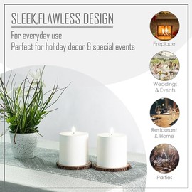 smtyle - Juego de 2 velas LED parpadeantes de 4 x 4 pulgadas, funciona con pilas con temporizador eléctrico para bodas, fiestas, luces nocturnas, jardín, decoración de Navidad