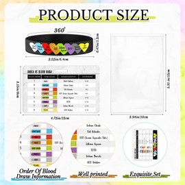 Landical 20 Sets Phlebotomy Essentials Order of Draw Badge Cards and Silicone Bracelets Phlebotomy Practice Kit for Phlebotomist Student Nursing School Supplies Class Gifts