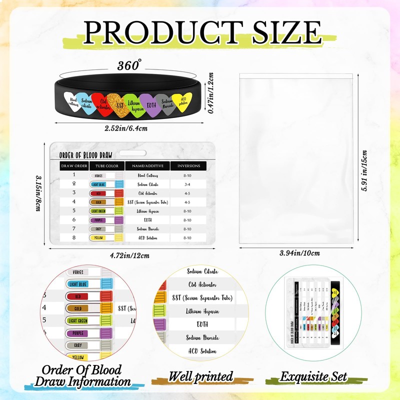 Landical 20 Sets Phlebotomy Essentials Order of Draw Badge Cards