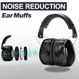 Gun Range Ear Protection Shooting Ear Protection Ear Muffs for Shooting Range Including High-Performance Earmuffs, Range Eye Protection-Gun Safety Glasses,Earplugs,Hard Storage Carrying Case-Black