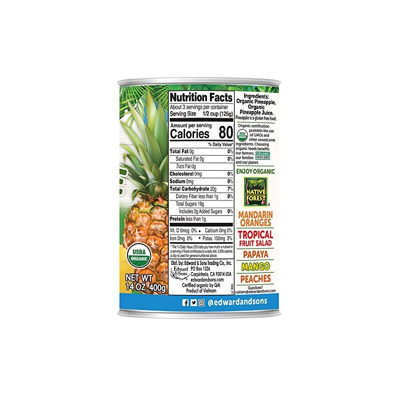 Native Forest Organic Crushed Pineapple - Crushed Pineapple Canned, Canned