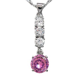 Wedding Jewelry ROUND CUT PINK SAPPHIRE WHITE GP PENDANT FREE NECKLACE