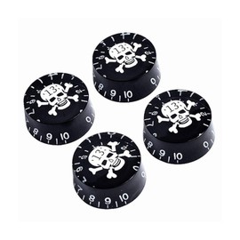 Guitar Knobs Skull Head Electric Guitar Knob Tone Volume Control for Gibson Les Paul Guitar Replacement for Guitar or Bass (Colour: White Skull Black)
