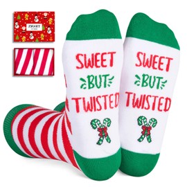 Zmart Christmas Gifts Stocking Socks For Men Women - Candy Cane Secret Santa Socks Xmas Stocking Stuffers For Dad Mom