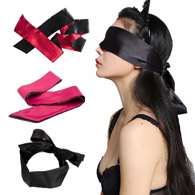 AWAVM Pack of 3 Sleep Masks, Satin Eye Mask, Red/Black,