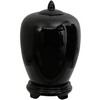 Oriental Furniture 11" Solid Black Porcelain Vase Jar
