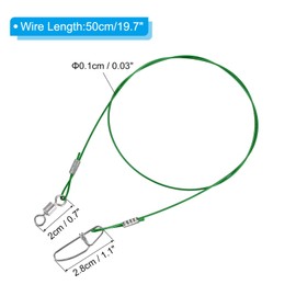 PATIKIL 19.7" Fishing Leader Wire 30 Pack Fishing Trace Lure Leader Line Stainless Steel High Strength Fishing Wire Line for Salt Water and Freshwater Green