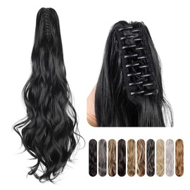 Hair Ponytail Extension, Clip In Ponytail Hair Extensions, Fake Ponytail for Women, Claw Clip Ponytail Black