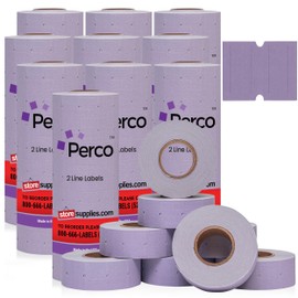 Perco 2 Line Lavender Labels - 80 Rolls, 10 Sleeves, 80,000 Blank Price and Date Gun Labels for Perco 2 Line Price and Date Guns - Made in USA