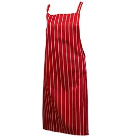 Classic Home Store Professional 100% Cotton Woven Stripe Butchers Kitchen Cooks Apron - Red (Single Apron)