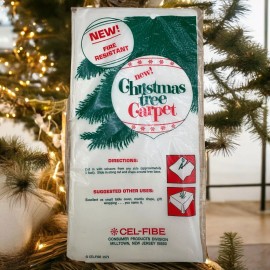 Cel-Fibe Rare NOS 1970’s Christmas Tree Carpet Skirt Table Cloth Cover 48”x48”Cel-Fib