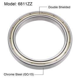 sourcing map Pack of 2 Ball Bearings Deep Groove Ball Bearings 6811ZZ 55 mm Inner Diameter 72 mm Outer Diameter 9 mm Bore Double Shielded Chrome Steel Z2 for Skateboard 3D Printer Roller Inline Skates