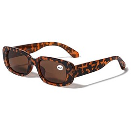 V.W.E. BIFOCAL Women Bold Rectangular Reading Sunglasses - Leaopard Print Outdoor Reader (Tortoise, 3.00, multiplier_x)