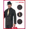 Smiffys Gold Pinstripe Gangster Costume, Black, XL - Size 46inch-48inch