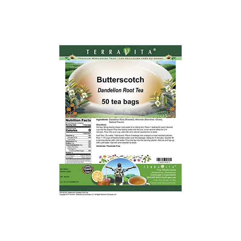 Butterscotch Dandelion Root Tea (50 tea bags, ZIN: 548146)
