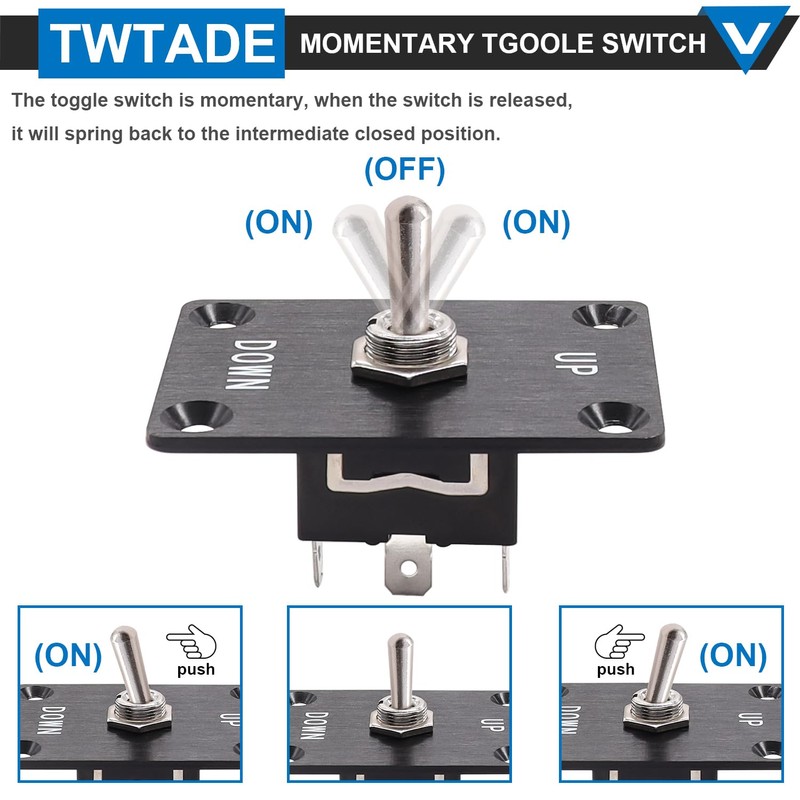 TWTADE Boat Trim Switch Momentary Rocker Toggle Switches 3 Pin