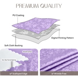 Romanstile Rectangle Vinyl Tablecloth,100% Waterproof Heavy Duty Oil Spill Proof Stain Resistant Plastic PU Table Cover with Flannel Backing for Kitchen, Dining (Rose Purple, 52 x 70)