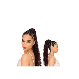 New Born Free Synthetic Fibers Wrap & Tail Boho Braid 22 Inch with Combs Easy Styling Ponytail - PWB22 (1B)