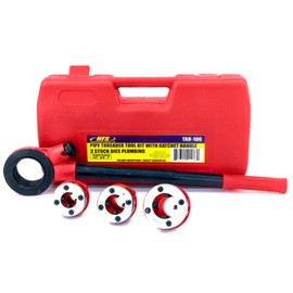 HFS(R Ratchet Pipe Threader Kit - Ratcheting Pipe Threading Tool Set with 3 Dies