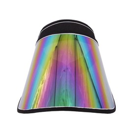 La moriposa Unisex Hologram Sun Visors Hat UV Protective Hat Cap Wide Brim Thicker Sunhat Dark Black