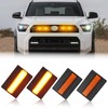 ZDEERAOTO 4pc Smoked Housing Amber LED Front Centra Grille Lights