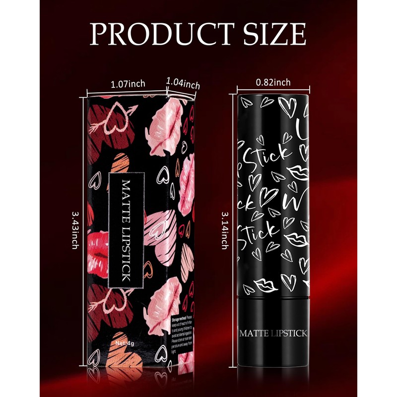 Chili Red Matte Lipstick,Waterproof Long Lasting Lip Gloss,Makeup for Women
