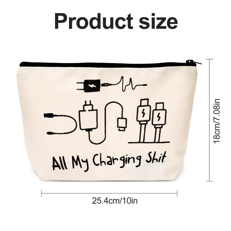 Charging Cable Organizer Bag, All My Charging Stuff Travel Pouch,