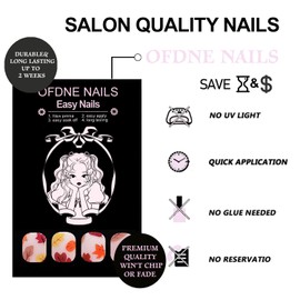 Fall Press on Nails Short Square OFDNE Fall Fake Nails with Designs False Nails Maple Leaves Full Cover Matte Stick on Nails Autumn Acrylic Nails Artificial Nails for Women Girls 24 Pcs