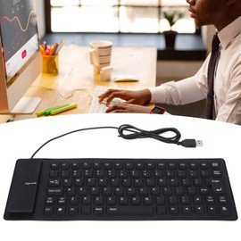 Estink 85 Keys Silicone Keyboard, Foldable Silicone Keyboard Fully Sealed Design Lightweight Portable Silent Soft USB Wired Silicone Keyboard for Desktop Computer PC Laptop Notebook