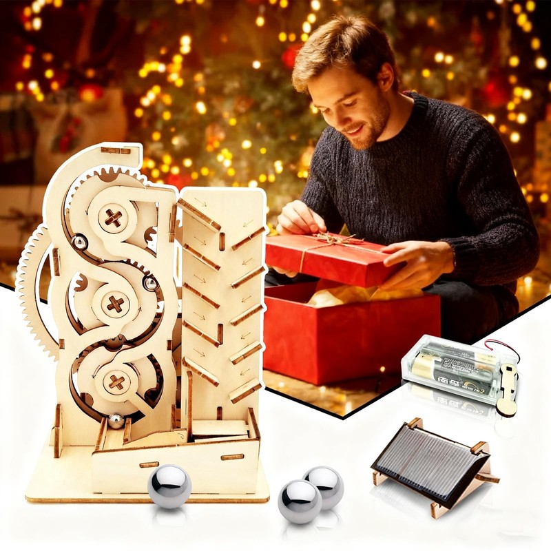 Solar 3D Wooden Puzzle Marble Run DIY Model Kit Craft