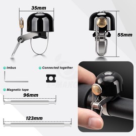 E-Mangue Bicycle Bell, Aluminium Alloy Bicycle Bell, 80 dB Bell, Louder, Loud and Longer Bell, 22-31.8 mm Handlebar