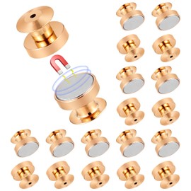 20pcs Magnetic Pin Backs for Enamel Pin, 10mm Lapel Pin Back Magnets Metal Brooch Converter Locking Pin Keepers Clasp Badge Pin Collectors Gifts (Light Gold)