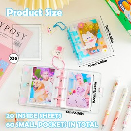 CIOUYAOS 2 x Kpop Photocard Binder Photo Album with 10 x Sleeves, 3 Inch Mini Cute Kpop Photo Album with Key Ring, Small Photocard Holder for Collecting Picture, Lomo Card (60 Pockets)