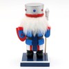 Dekohelden24 Wooden Nutcracker Soldier in Blue, Silver and Red, L