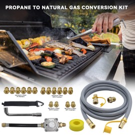 Upgraded Propane to Natural Gas Conversion Kit it Fit for Weber Genesis, Spirit, Genesis II, Spirit II Gril, 10FT Natural Gas Conversion kit with Regulator & Brass Nozzles in Four Different Orifices