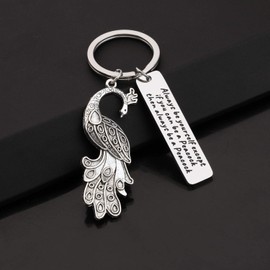 LQRI Inspirational Peacock Jewelry Peacock Bird Charm Keychain Always Be Yourself Except If You Can Be a Peacock Then Always Be a Peacock Keychain Gift for Friend (k-be a peacock)